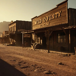 Wild Western town with sign that says "Wild West Country Sunday"